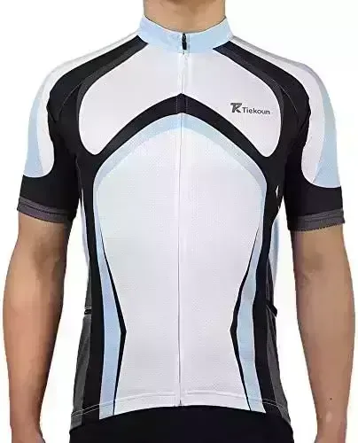 Tiekoun Men's Cycling Jerseys Tops Biking Shirts Short Sleeve Bike Clothing Full Zipper Bicycle Jacket