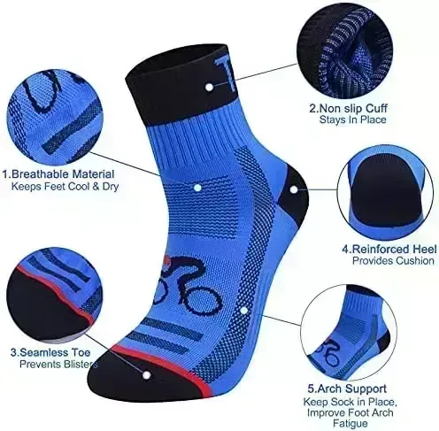 5/10Pack Athletics Cycling Socks Colorful Anti Scent Ankle Managing Athletic Socks