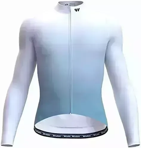 Wulibike Men's Cycling Jerseys Long Sleeve Bike Biking Shirts Full Zip with Pockets Road Bicycle Clothing