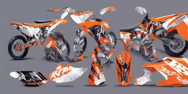 Upgrading Your KTM 125SX: Exploring Aftermarket Exhaust Options 1 KTM 125SX aftermarket in illustration style with gradients and white background