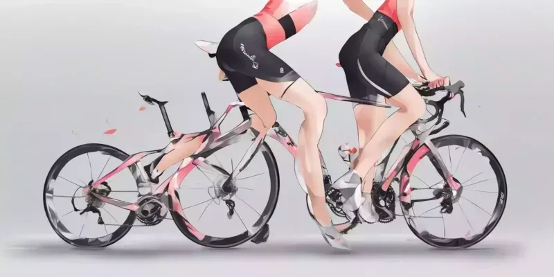 Santic Bike Shorts for Women in illustration style with gradients and white background