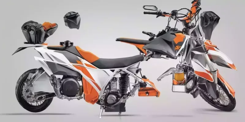 KTM 125SX air filter in illustration style with gradients and white background